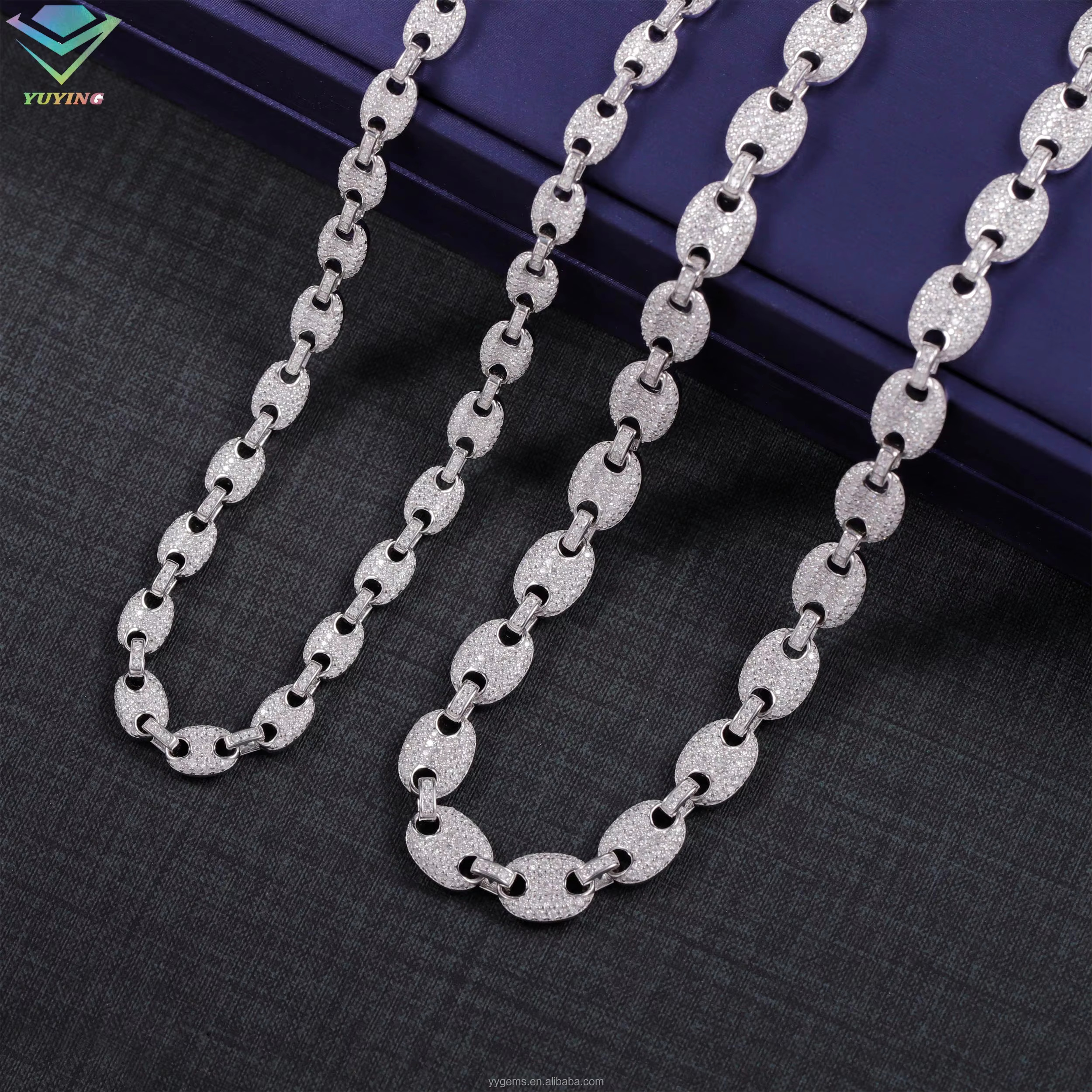 Fashion Mossanite Fine Jewelry 6mm 8mm Wide S Sier Dia Necklace VVS Moissanite Hiphop Cuban k Chain