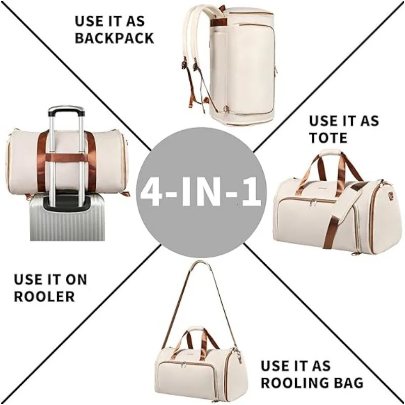 fashion travel suit bag convertible clothing bag wear-resistant folding storage hanging bag can be crossbody backpack 250303