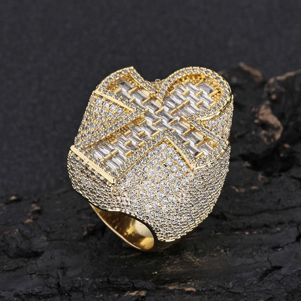 Couple Rings Hip hop zircon cross ring high-end accessory ring mens trendy accessory H25303 NKYL