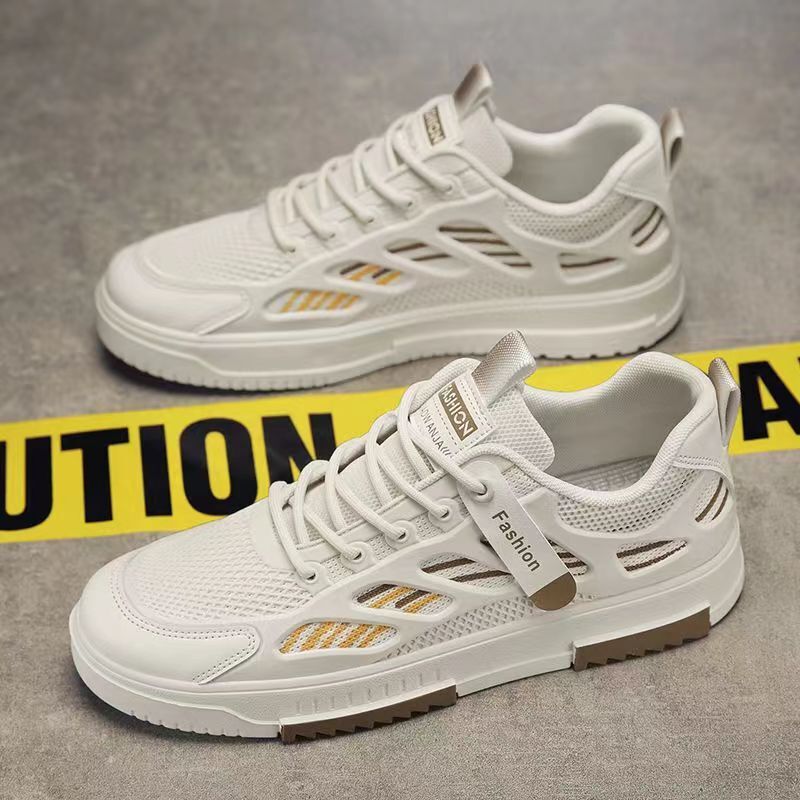 Male Designer s Four Season New Breathable And Odor Proof Mesh Fabric Multifunctional Casual Board Shoes Sports Soft Sole 2025 Fashionable White Shoes