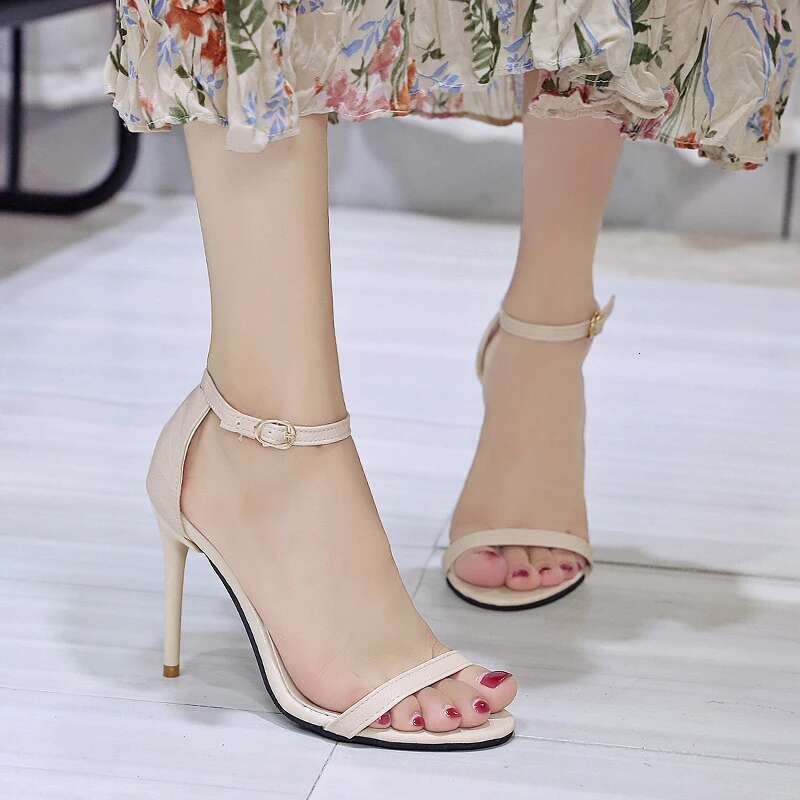 Toe Summer Open Solid Color Simple Elegant Fashion Sandals for Women New Sexy Pin Buckle Comfortable Banquet Party High Heels