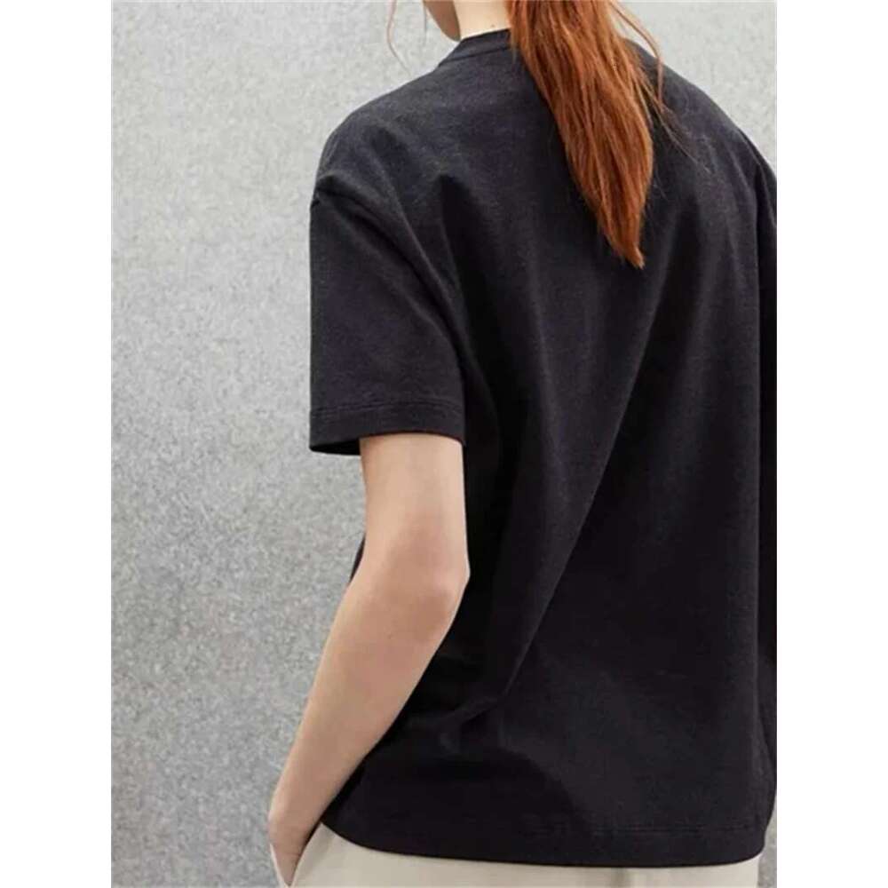Women's T-Shirt Beaded Pocket Short Sleeve Female Fashion Versatile Tshirt Round Neck Top 2025 Summer