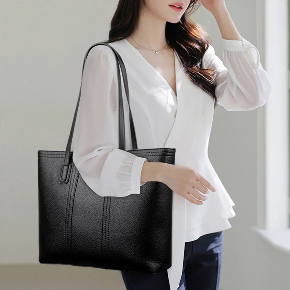 Ship from US Solid Color Luxury Handbag Women Bags Designer HIgh Quality Leather Shoulder for High Capacity Shopping Tote Bag 250304FBB