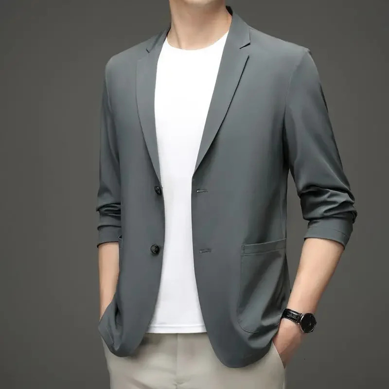 Party Coats Man Suits and Blazers Single Breasted Jacket for Men Black Menswear Summer Simple Clothing in Spring Clothes 250303