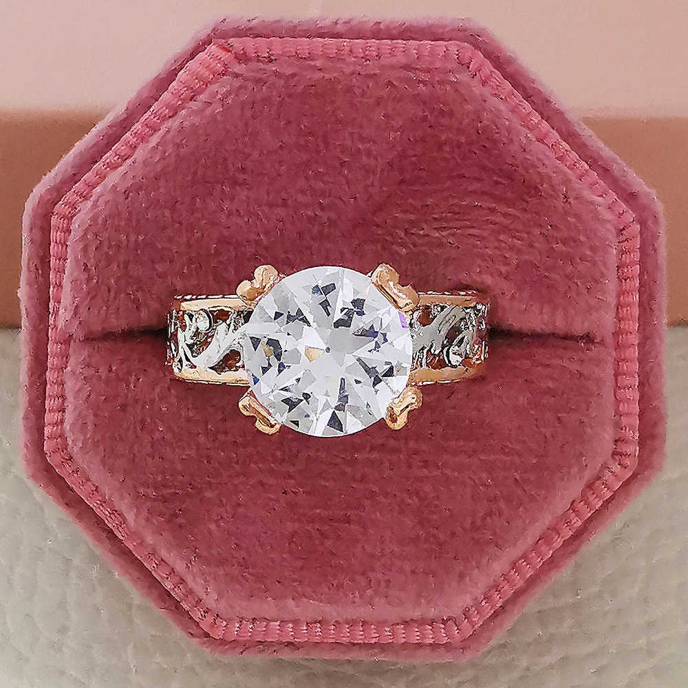 Couple Rings New Rose Gold Plated Colored Ring with Color Topaz Champagne Handpiece r5007 H25303