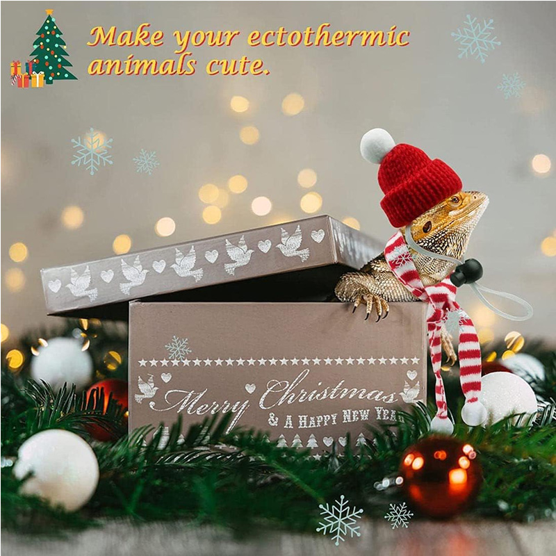 8Pcs Christmas Guinea Pig Santa Hat Small Pet Rabbit Hamster Hat with Scarf for Ferrets Chinchilla Lizard Bearded Dragon Costume