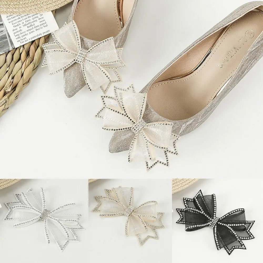 1PC Rhinestone Women Shoes Decorations Shiny Bow n Shoes Buckle Accessories DIY BagsClothesShoes Bow Shoes Charm 250218