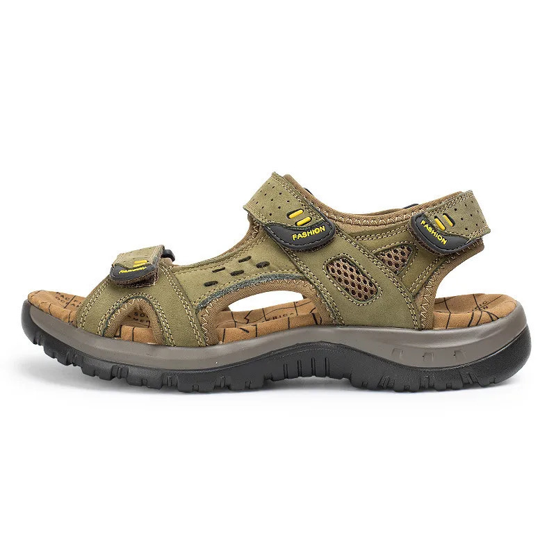 Summer Genuine Leather Men Sandals Fashion Breathable Casual Shoes Men Soft Bottom Large Size Outdoor Beach Sandals 250303