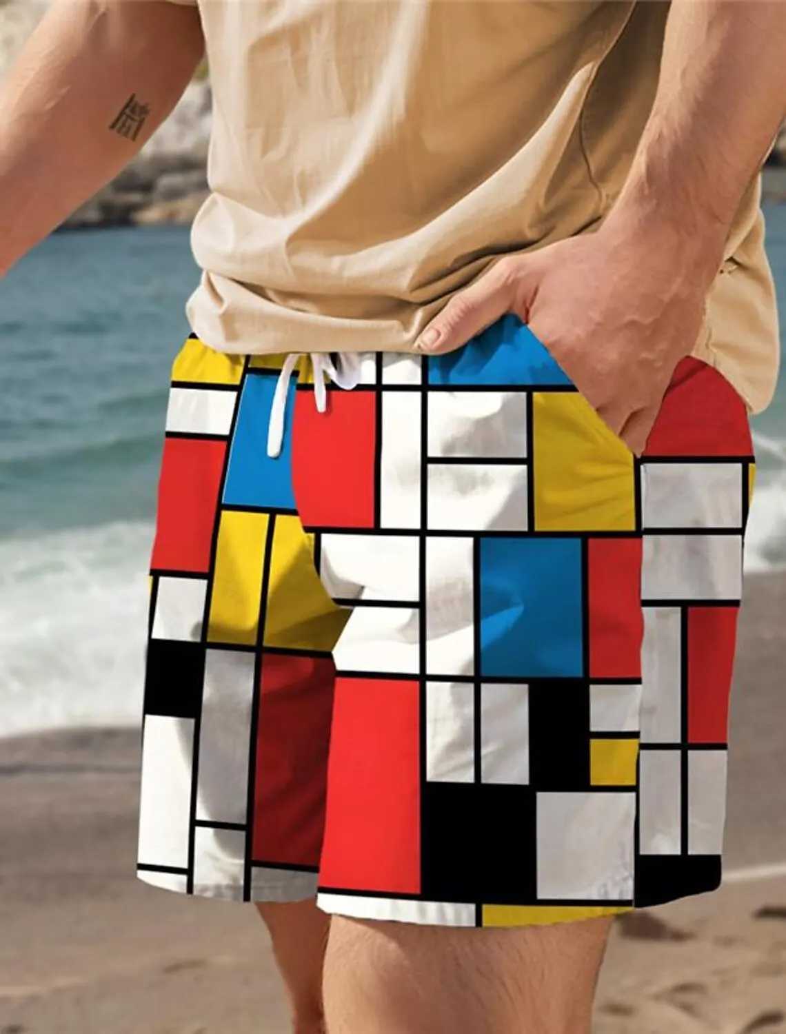 New Digital Printed Shorts Mens 3D Printed Swimwear 2024 Summer Fashion Swim Shorts Beach Tennis Shorts Sports Fitness ShortsXJ250304