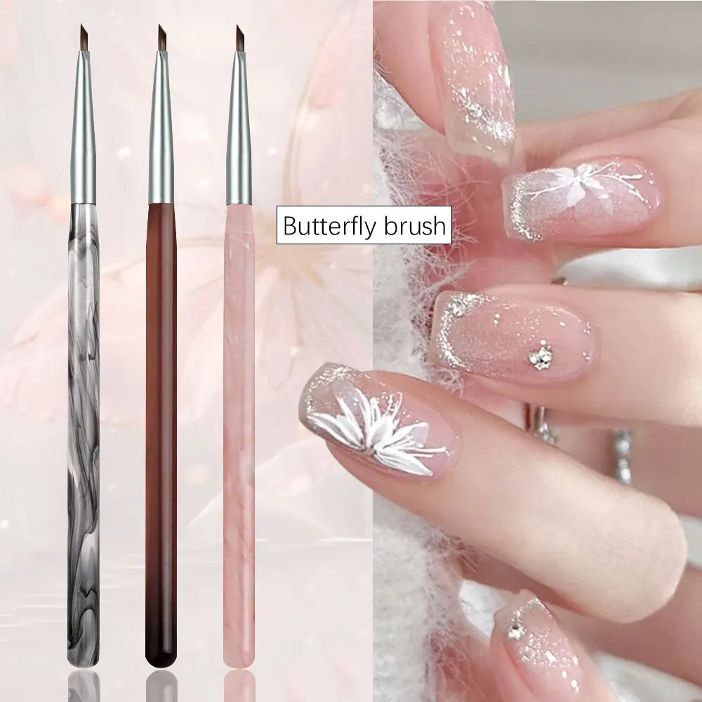 French nail art brush Acrylic professional gel nail polishing machine flower butterfly painting handle tool 250304