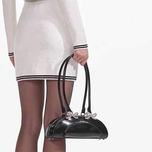 Internet famous sweet and playful girl butterfly bow sparkling diamond socialite lady armpit bag spring/summer new women's bag trend 250315