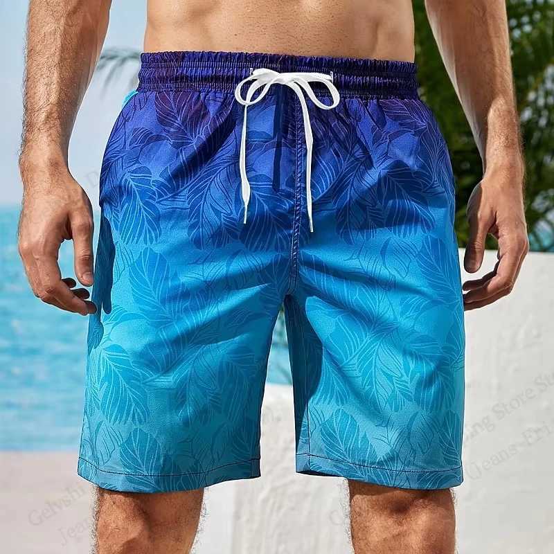Summer Mens Swimwear Board Shorts Flower Leaf Pattern Beach Shorts Gym Fitness Pant Surfing Trunks Men Swimsuit Brief Quick DryT250304