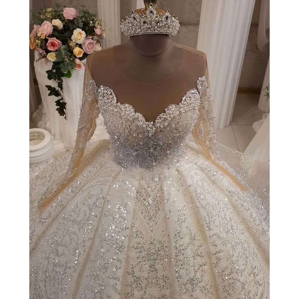 Gown Beads Sequins, Tulle Backless Dresses, Dress with Pearls, Custom Ball Gowns, Court and Bridal