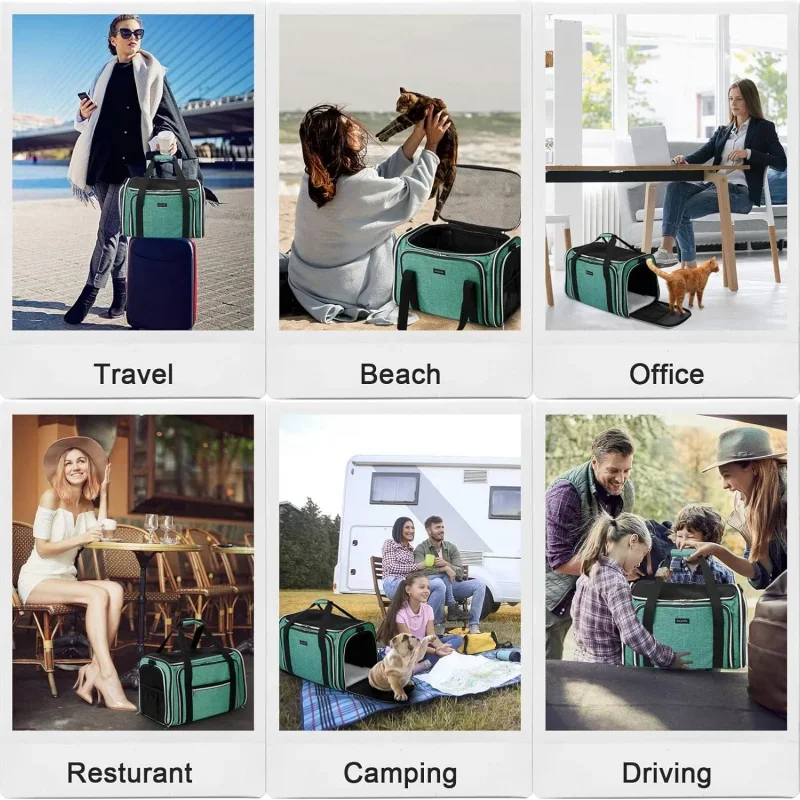 Cat Carrier Bag,Airline Approved Pet Carrier Soft Side Pet Travel 5 Sides Open Doors 3 Sides Expandable Foldable