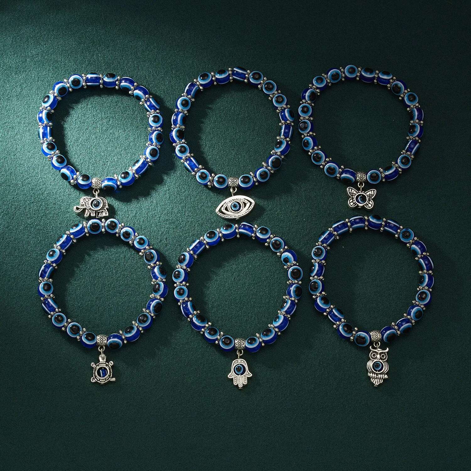 Classic Turkish Lucky Bracelets for Men Women Blue Evil Eye Palm Butterfly Pendant Beads Bangles Handmade Charm Jewelry