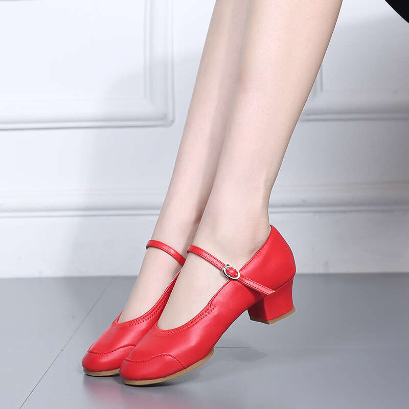 Dance for women and adults, silver soft soled square middle heel, four seasons shoes, social dance performance shoes