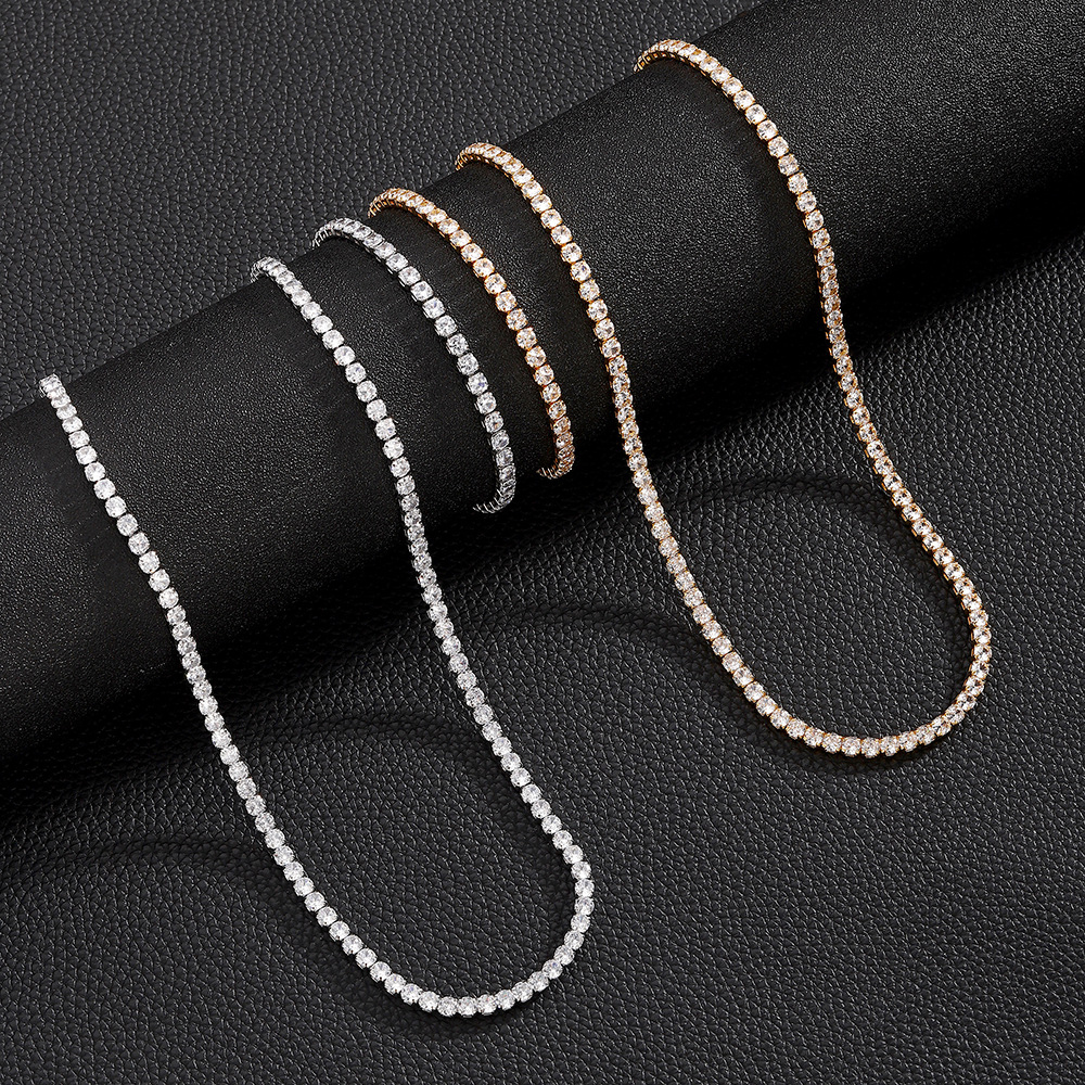 7"-30" Hip Hop Tennis Chain Necklace Bracelets Bling Zircon Jewelry Accessory Gold Plated TopBling Graduated