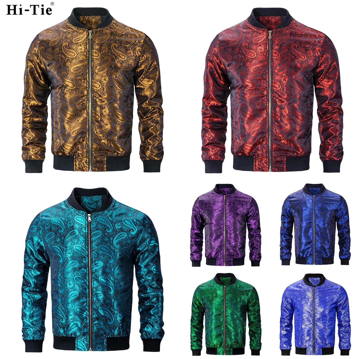 HiTie Mens Jacket Jacquard Lightweight Bomber Casual Windbreaker Baseball Uniform Outdoor Sport Zipper Coat Streetwear 250304