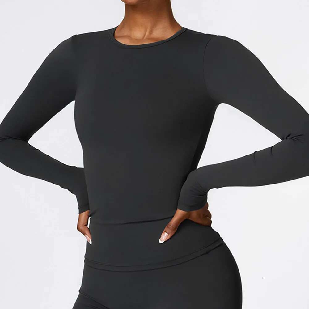 Women Yoga T-Shirts Solid Sports Top Long Sleeve Workout Running Shirts Sexy Exposed Navel Quick Dry Fiess Gym Sport Wear