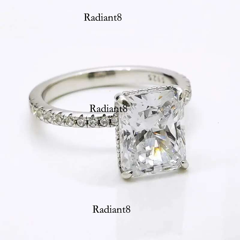DEZO Moissanite Solitaire Engagement Rings 2/3/4ct Radiant Cut D Color Solid Sterg Sier Women Wedding Jewelry Gifts