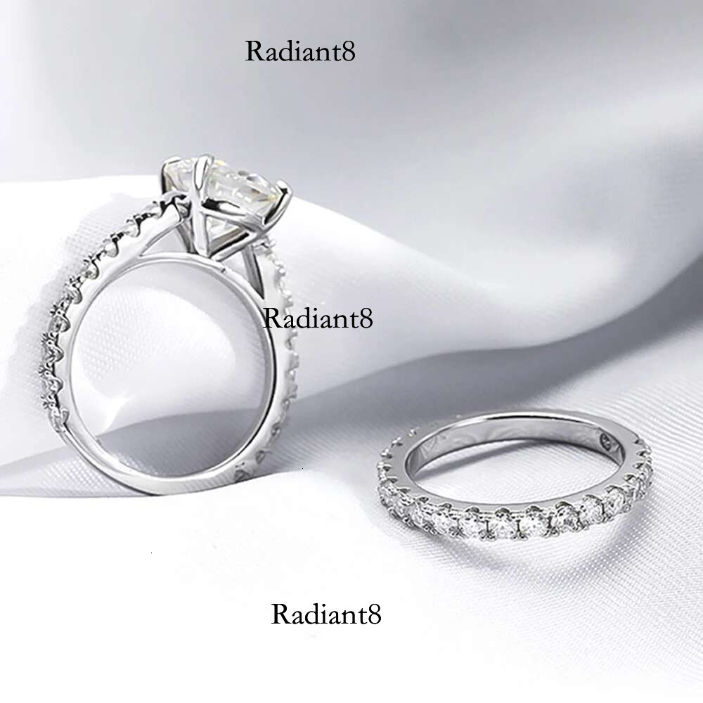 Serenity 5.28ct D VVS1 Moissanite Rings Set Women Wedding Bridal 100% S Sterg Sier Lab Dia Row Ring Anniversary Gift