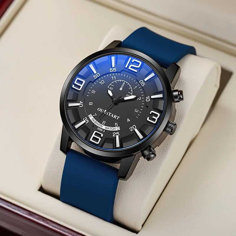 Fashionable and casual three-dimensional digital blue glass quartz silicone menXJ250304