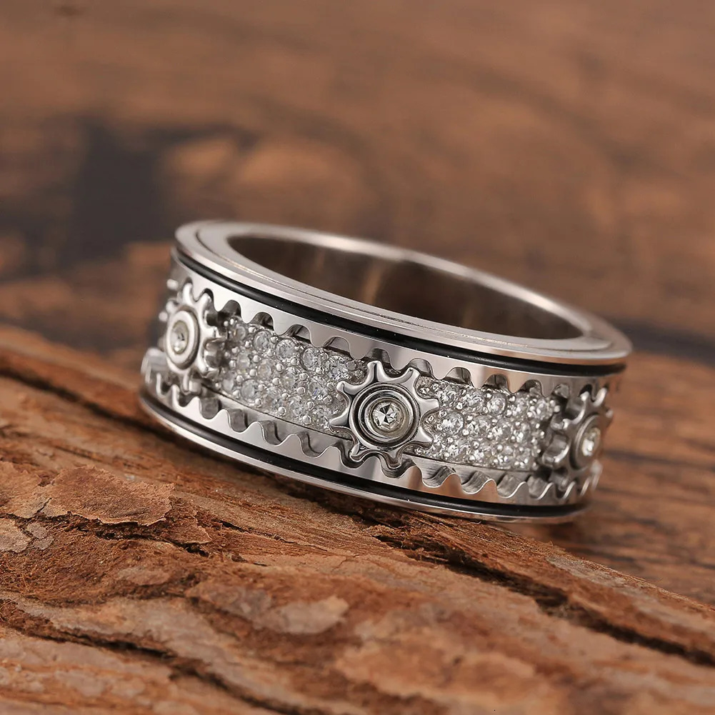 KISS MANDY Vintage 925 Sterling Silver Cubic Zirconia Finger Rings Hip Hop Punk Men Women Dainty Rhodium Ring Jewelry NMR14 250227