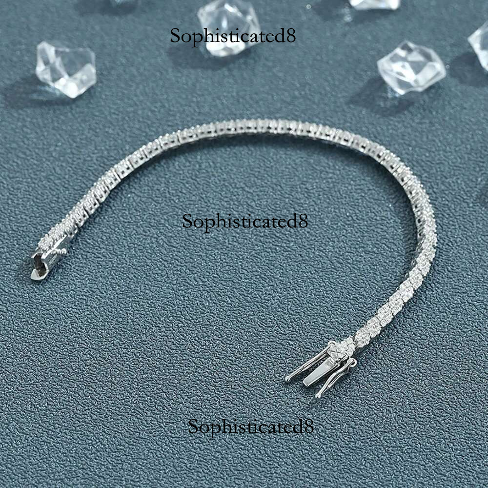 Serenity 14cm-20cm D VVS1 Moissanite Prismatic Women Man 100% S Sterg Sier Tennis Bracelet for Anniversary Gift