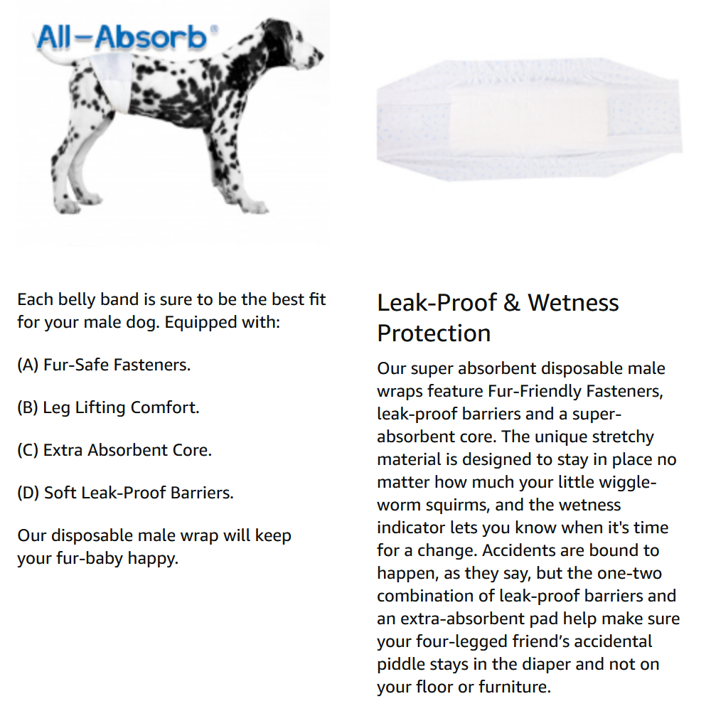 HONEYCARE 12PCS/Bag Dog Diapers Wraps Super Absorbent Male Dog Disposable Leakproof Nappies Puppy 2022 New
