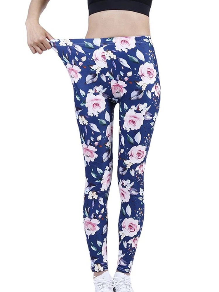 CUHAKCI Fashion Women Leggings Beautiful Leaf Floral Printing High Waist Jeggings Stretch Pant Sexy Clothing Mujer 250303