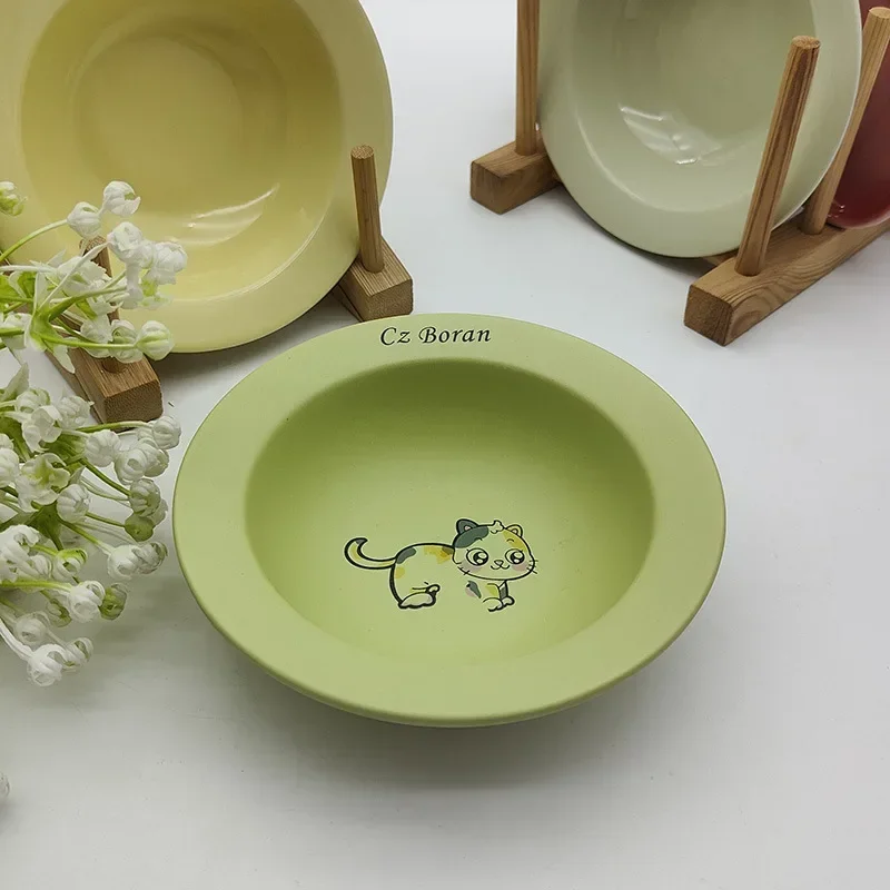 Elevated Pets Bowls Extra Wide Raised Cats Food Bowl Anti-Vomiting Cat Feeder Whisker Stress-Free Dog Ceramic Cat Feeding Bowls