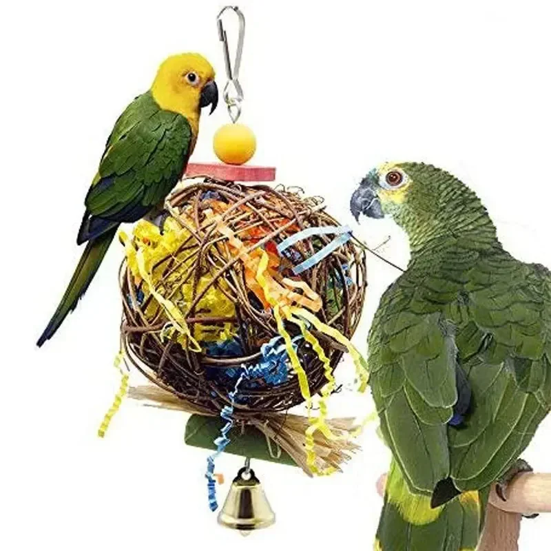 2pcs Parrot Toy Vine Ball Brushed Grass Bird Supplies Parrot Bite Toy Bird Toy
