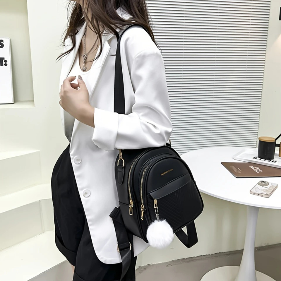 Ship from US Fashion Solid Color Backpack Purse Womens Small Daypack Twoway Shoulder Bag Simple Outdoor Travel Schoolbag 250304FBB