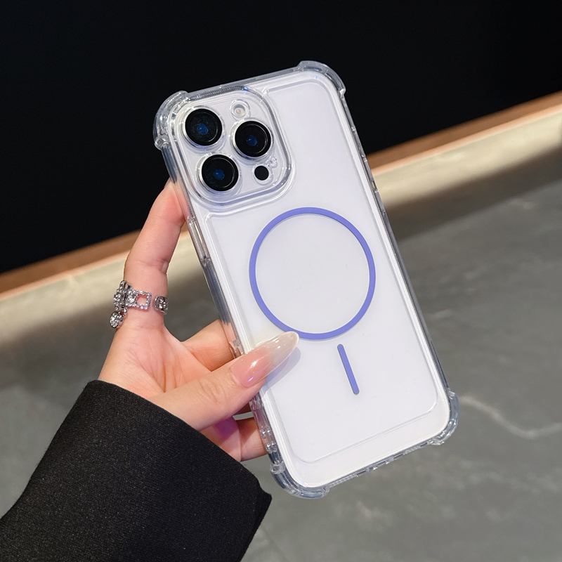 Magnetic Wireless Charging Cases For Iphone 17 Air 16 Plus 15 14 13 Pro Max 12 11 Lens Protector Crystal Hard PC TPU Transparent Magnet Shockproof Fin
