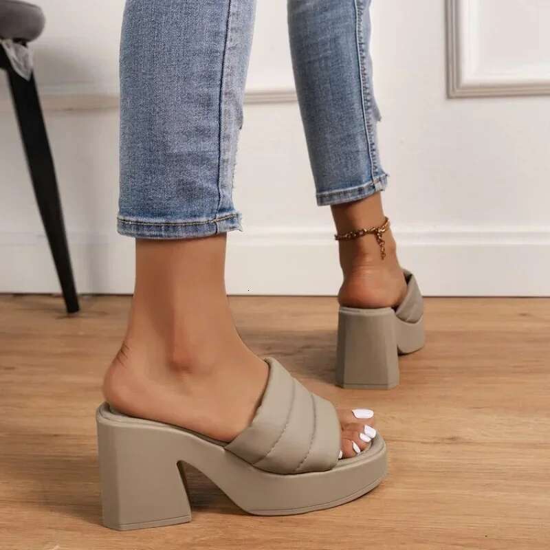 Heels Summer High Slippers Women Chunky Sandals Design New Casual Shoes Platform Sgback Flip ps atos Femme Pumps