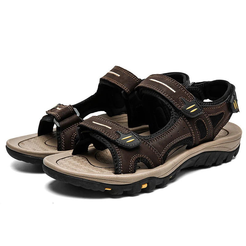 Summer Hook Loop Open Toe Sandals For Men Outdoor Trekking Beach Shoes Non-Slip Plus Big Size 47 48 250303