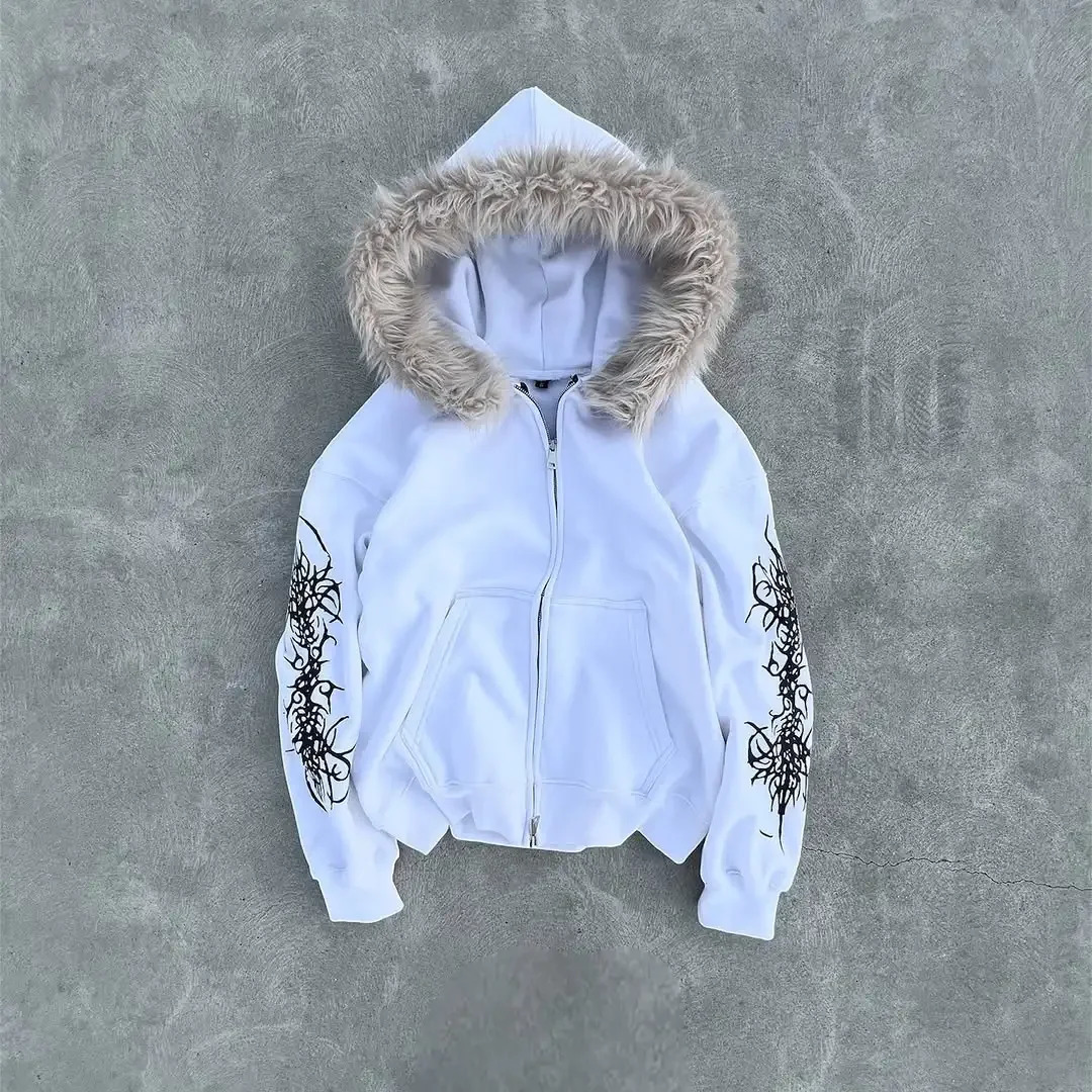 Fashion Street Y2K Series Versatile Hoodie Casual Zipper Mens Comfortable Thick Open Coat Top 250304