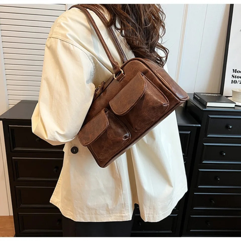 VANDERWAH Small Double Pockets Shoulder Bags For Women Fashion Trend Underarm Bag Female Handbags And Purses 250228