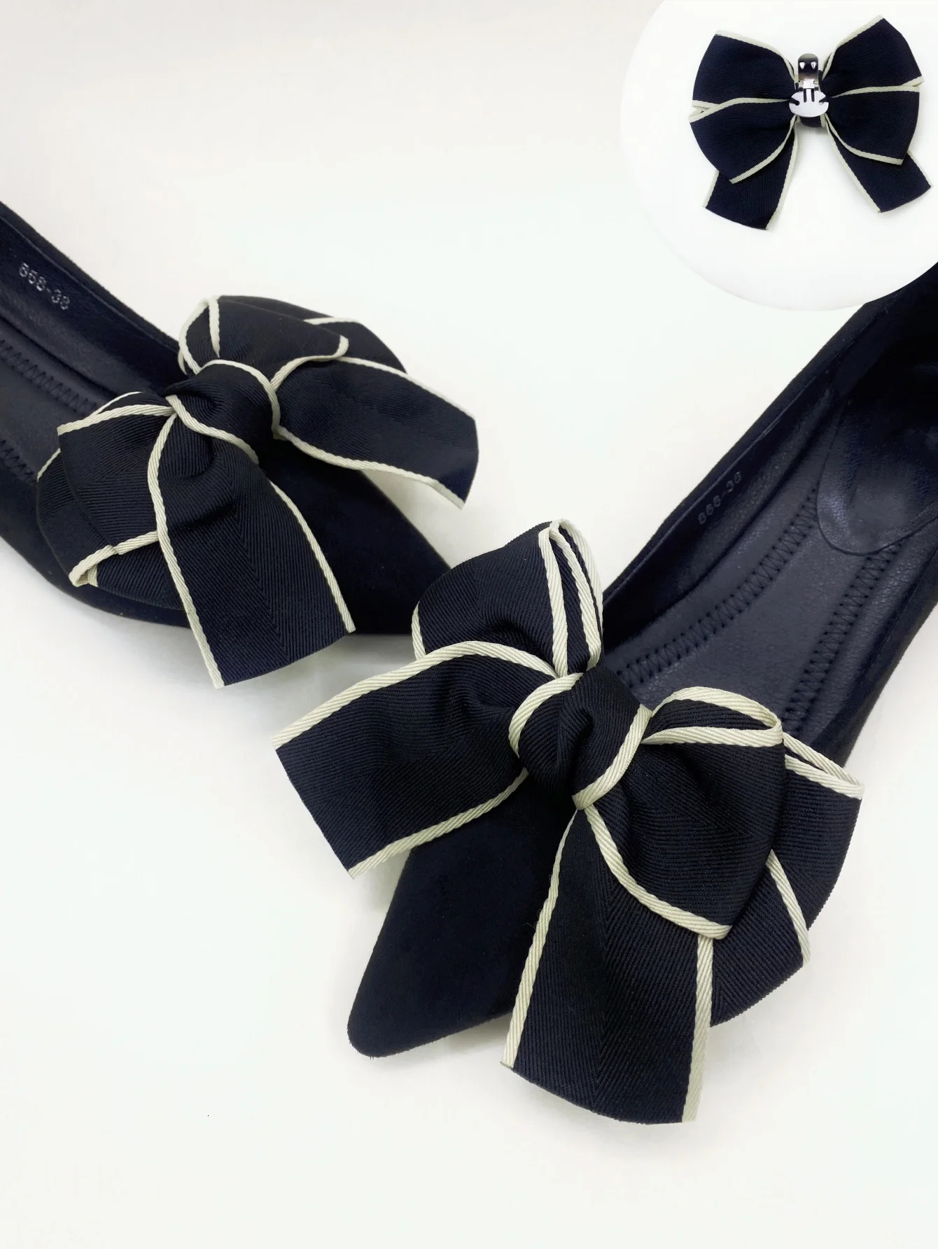 2pcs Elegant Detachable Bow Detail Shoe Clips For Decorating Wooden Or Flat Sandals DIY Accessory EasyMatch Shoe Decoration W 250218