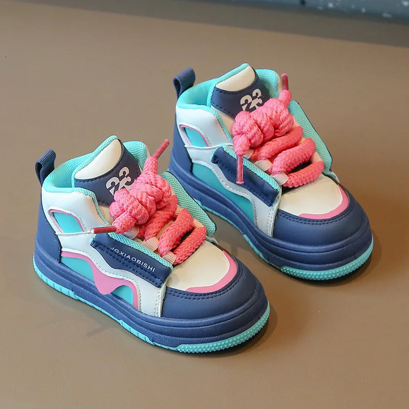 Childrens Spring Autumn Sports Shoes Boys Casual Trend Board High Top Girls Fashion Dopamine Running Sneakers 250303