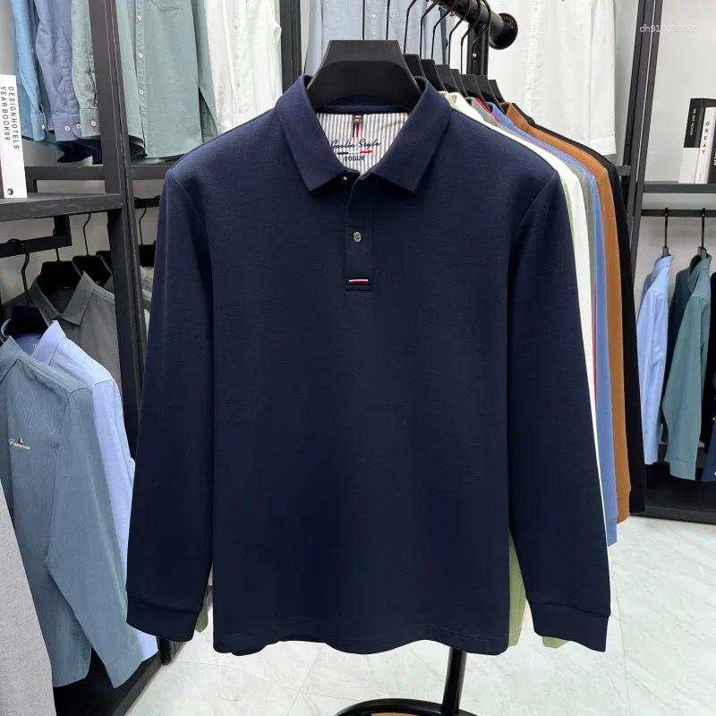 Men's Polos Luxury Embroidered Design Polo Shirt Long Sleeve Brand 2025 Autumn Wear Silk Cotton Comfortable Casual Fashion T-shirt