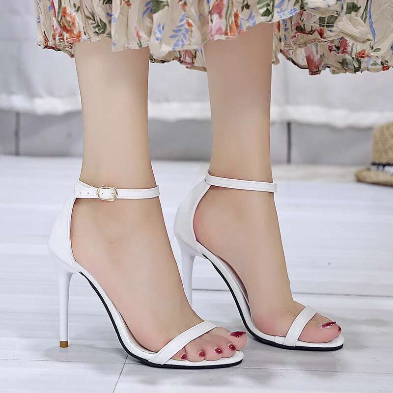 Toe Summer Open Solid Color Simple Elegant Fashion Sandals for Women New Sexy Pin Buckle Comfortable Banquet Party High Heels