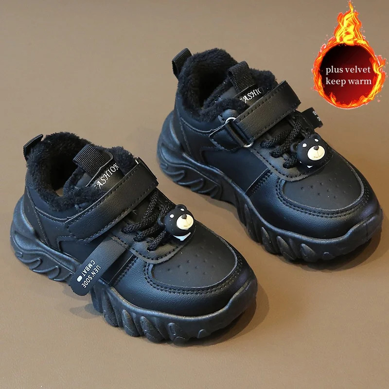 Winter Children Cotton Shoes Boys Sports Plus Velvet and Thickening Girls Dad Comfort Warm Baby Casual Sneakers 250303