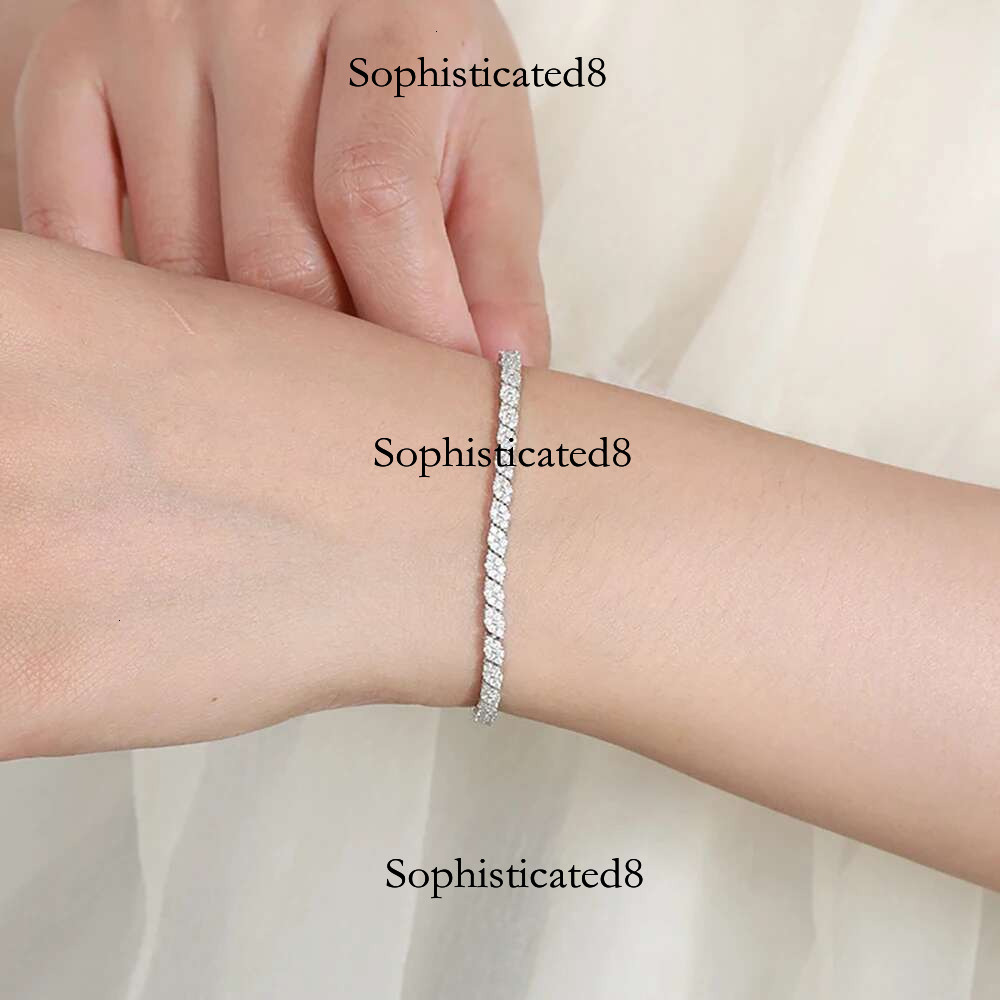 Serenity 14cm-20cm D VVS1 Moissanite Prismatic Women Man 100% S Sterg Sier Tennis Bracelet for Anniversary Gift