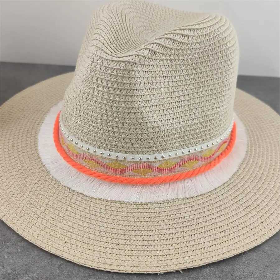 Boho Sun Hat Flower Str Summer Hat Sunblock Hat SunScreen Style Vacation Outdoor Sun Hat Str Beach Wide Brown HatXJ250304