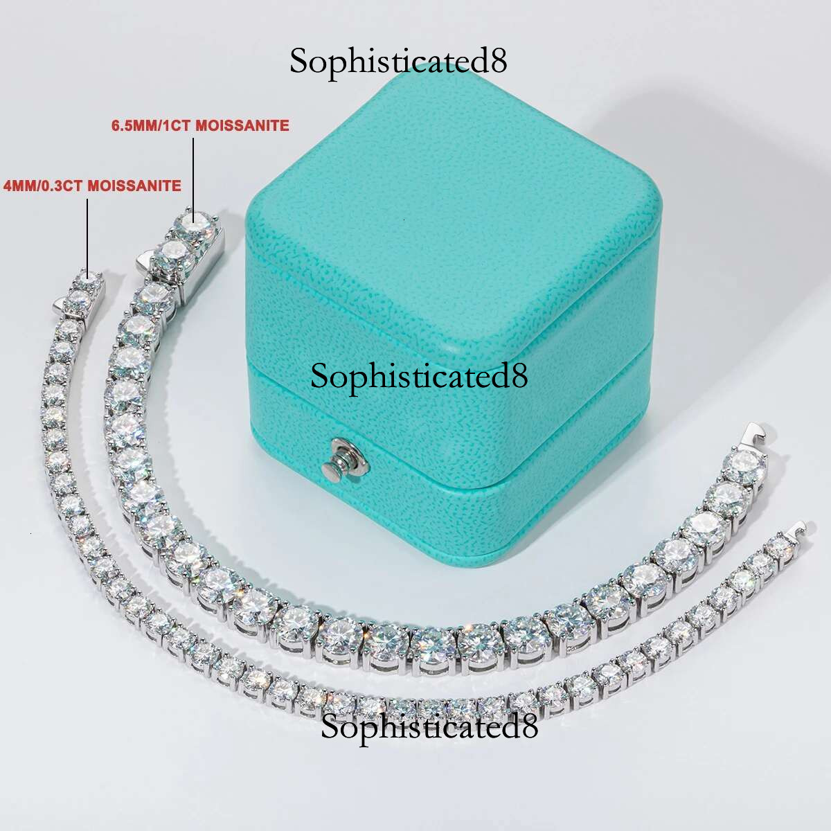 AnuJewel 6.5mm 24-29cttw D Color Moissanite Dia Tennis Bracelet On Hand Sterg Sier Wedding Bracelets For Woman