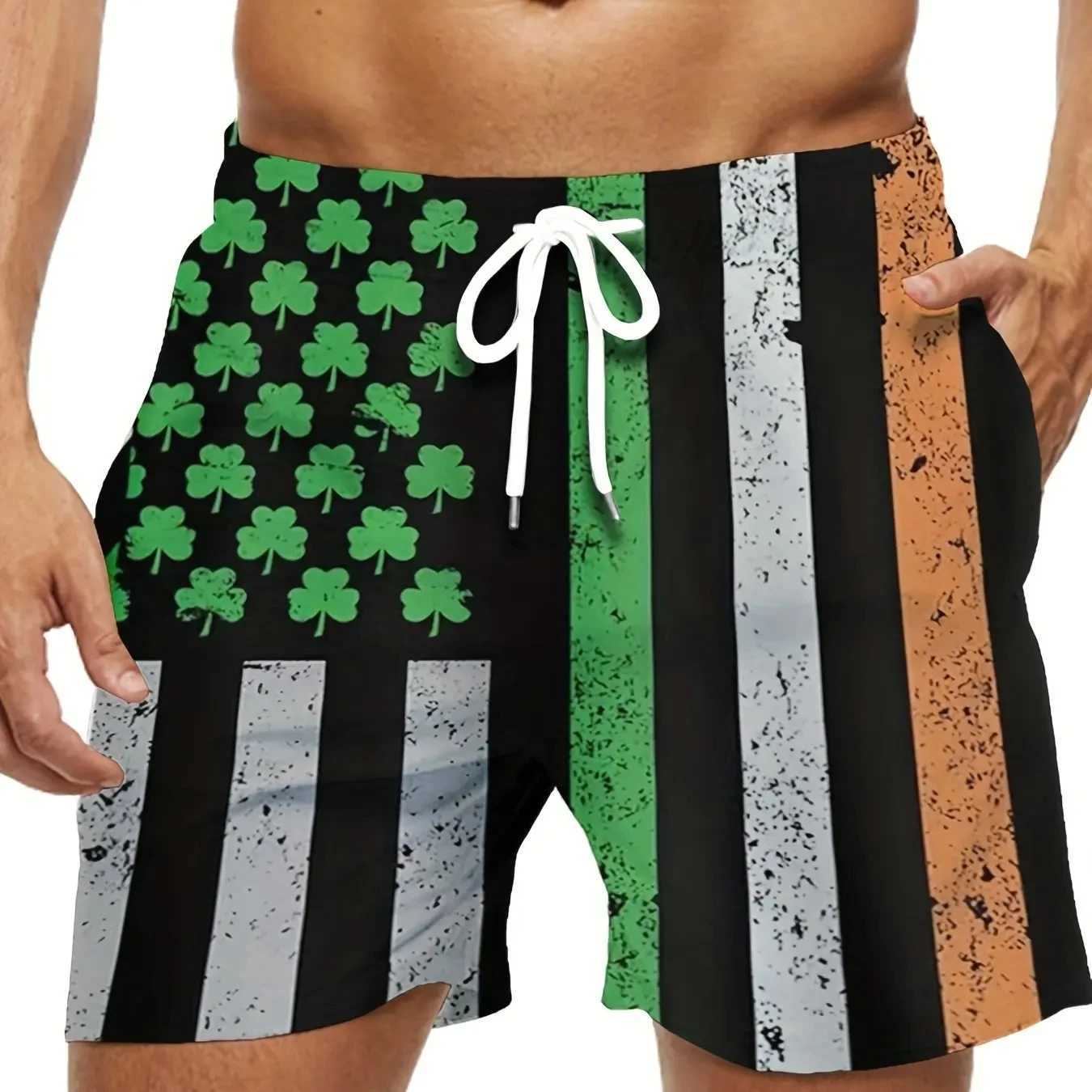 American Flag Print Swimwear Shorts Summer Mens Beach Shorts Breathable Short Quick Dry Sport Shorts Joggering Men Short PantT250304