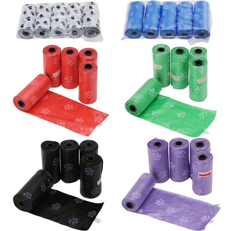 5pcs/set Pet Dog Disposable Poop Bag Zero Waste Dog Pooper Bags Dispenser Pets Biodegradable Products For Dogs Litter Poop Bags