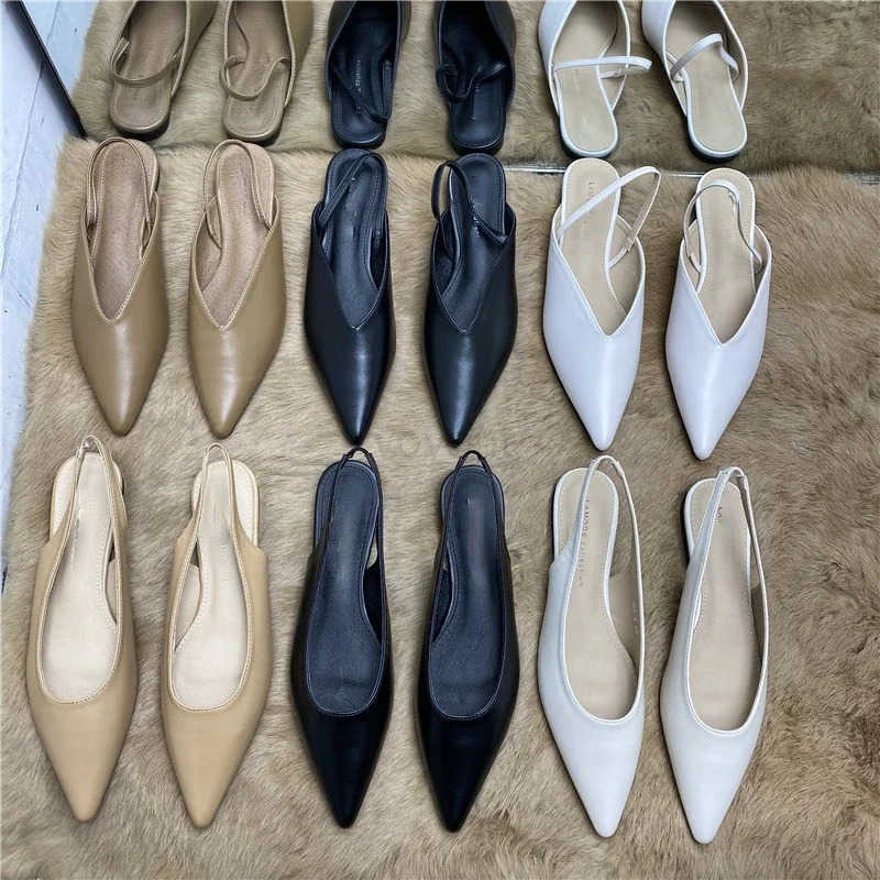 New Pointed Toe Flat Shoes Spring 2024 Closed Toe Strap Flat Heel Wens Sandals Z250304