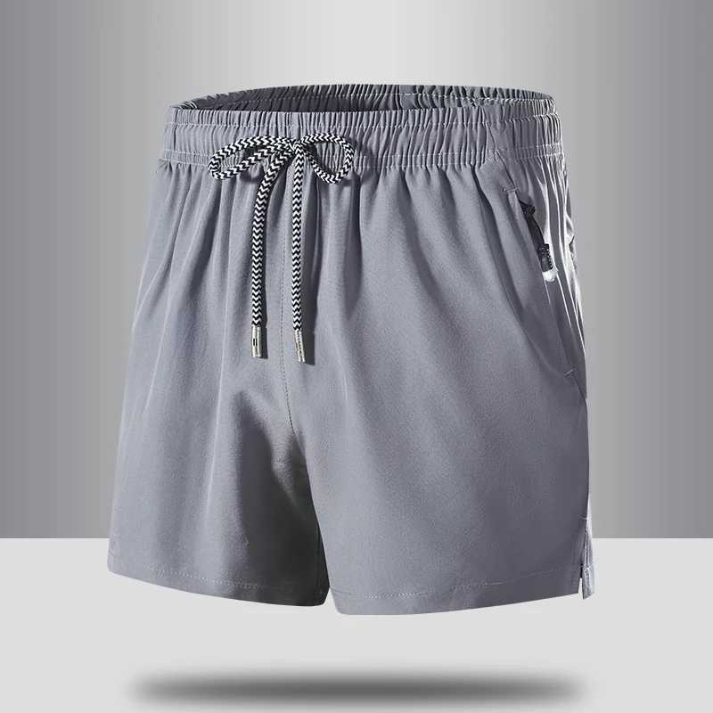 Summer Hot Ice Silk Shorts For Men Gym Sports Beach Running Short Pants Male Loose Lightweight Quick Dry Solid Color Shorts ManT250304